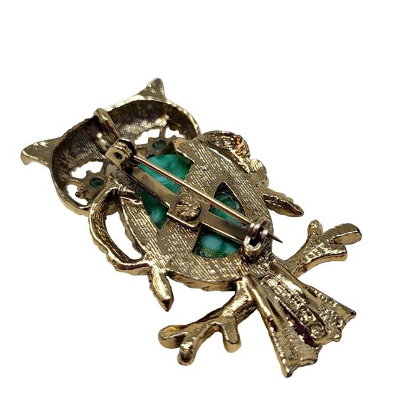 Lovely OWL Brooch Gerry's Vintage Pin Gold Plated Blue Faux Stones Jewelry 7711 - Picture 7 of 12